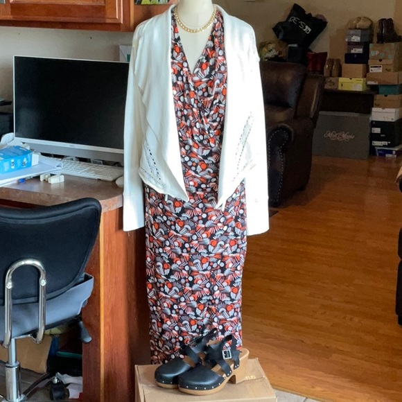 Free People Darla Black Combo Sleeveless Open Back Dress Size L, NWT - Picture 2 of 15